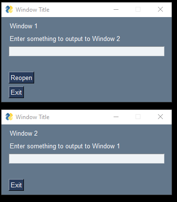 Two Windows with Re-open